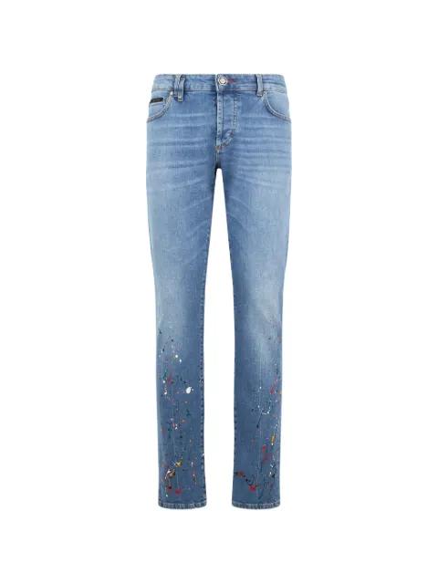 paint-splatter-detail straight jeans by PHILIPP PLEIN