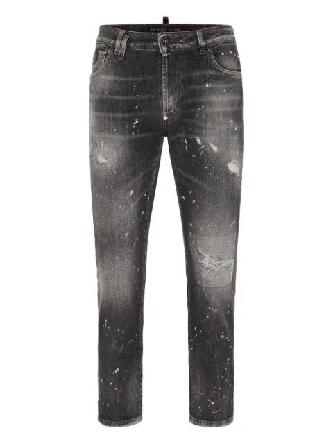 paint-splatter distressed jeans by PHILIPP PLEIN