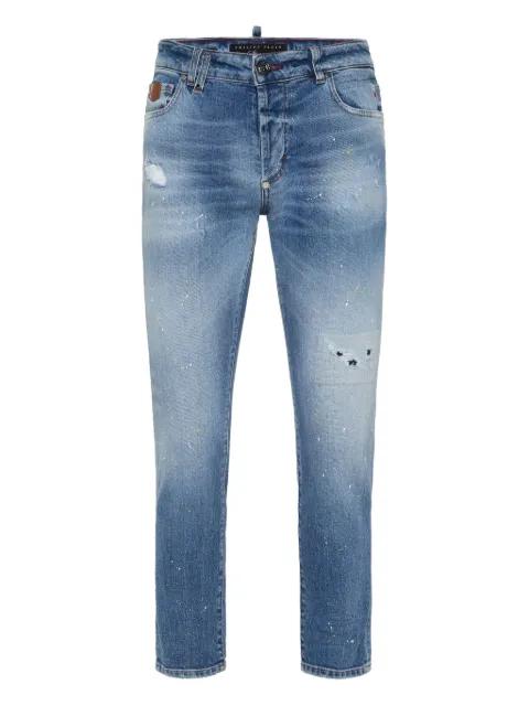 paint-splatter distressed jeans by PHILIPP PLEIN