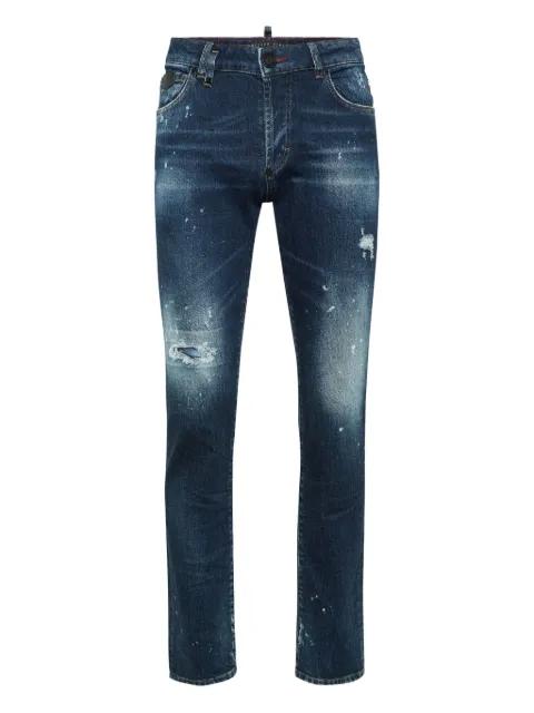 paint-splatter distressed jeans by PHILIPP PLEIN