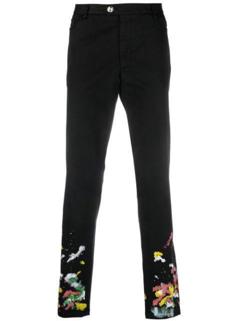 paint-splatter effect chinos by PHILIPP PLEIN