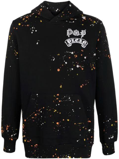 paint splatter-print pullover hoodie by PHILIPP PLEIN