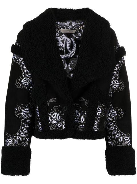 paisley bandana shearling jacket by PHILIPP PLEIN