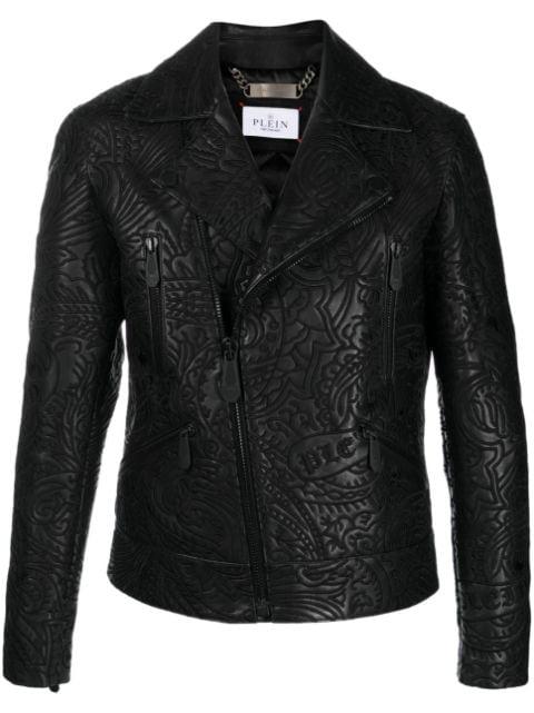 paisley-print leather biker jacket by PHILIPP PLEIN