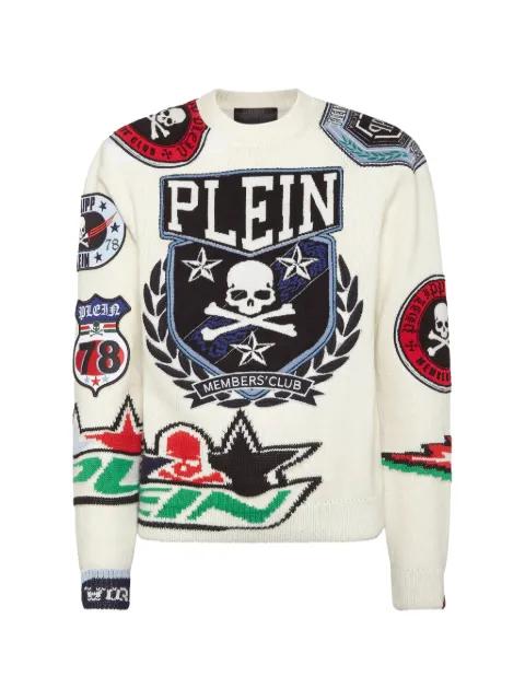 patches round-neck sweater by PHILIPP PLEIN