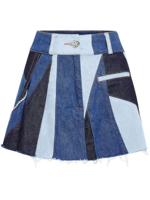patchwork denim mini skirt by PHILIPP PLEIN