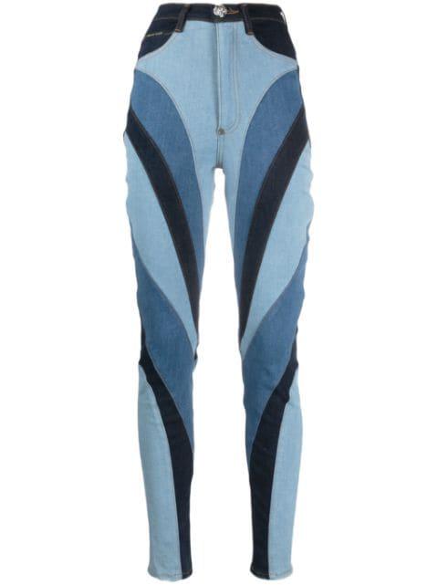 patchwork-design high-waist skinny jeans by PHILIPP PLEIN