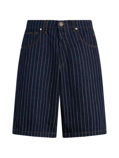 pinstripe denim shorts by PHILIPP PLEIN