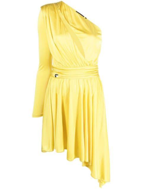 pleated one-shoulder dress by PHILIPP PLEIN