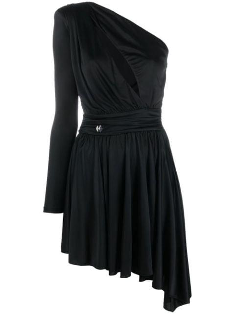 pleated one-shoulder dress by PHILIPP PLEIN