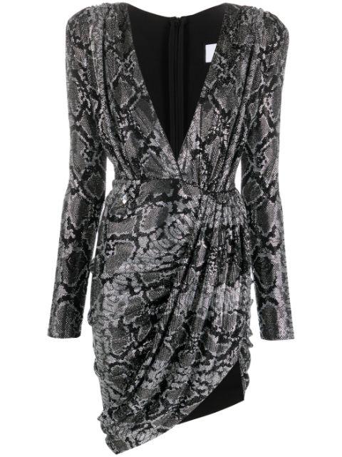 plunging V-neck rhinestone minidress by PHILIPP PLEIN