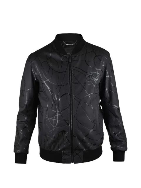 python-effect leather bomber jacket by PHILIPP PLEIN