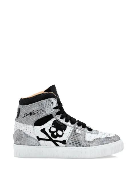 python-leather Skull high-top sneakers by PHILIPP PLEIN