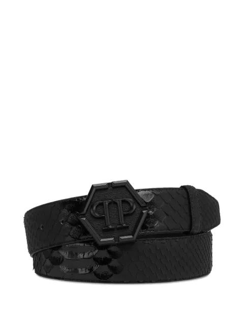 python-leather logo-buckle belt by PHILIPP PLEIN