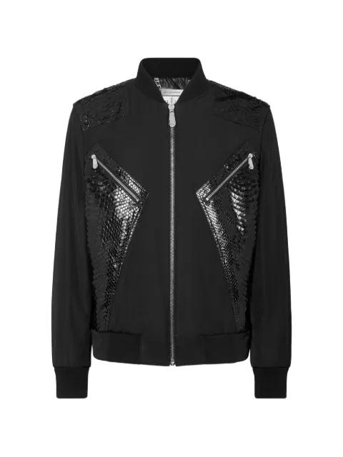 python-leather-panelled bomber jacket by PHILIPP PLEIN
