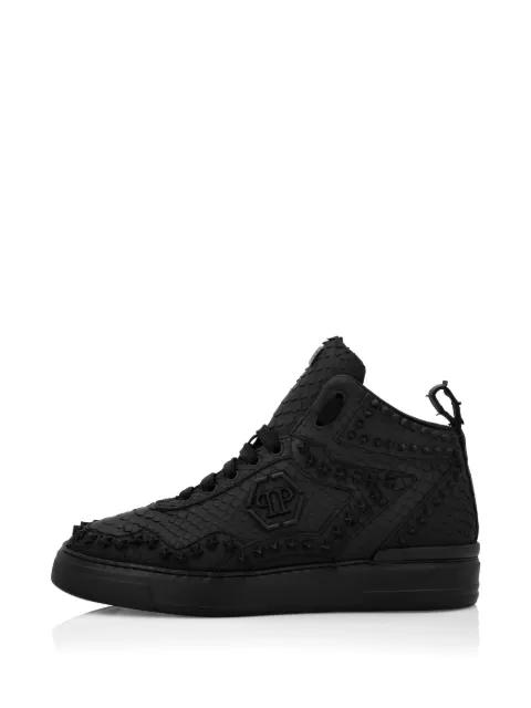 python-leather star-studded sneakers by PHILIPP PLEIN