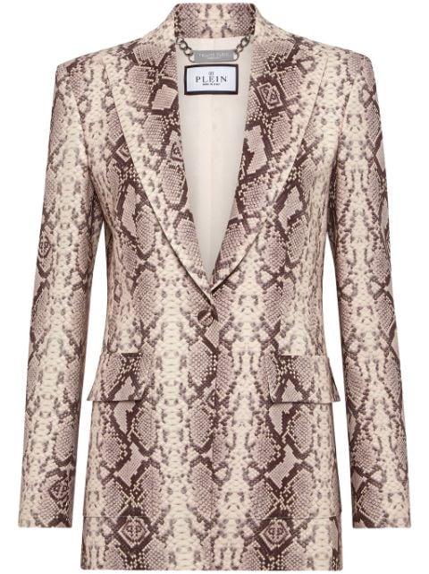python-print satin blazer by PHILIPP PLEIN