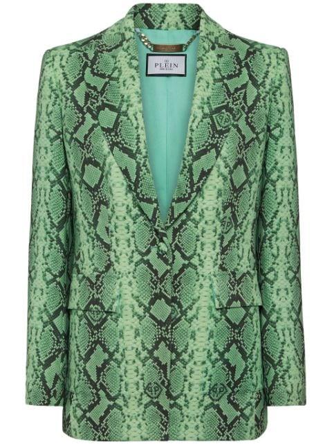 python-print satin blazer by PHILIPP PLEIN