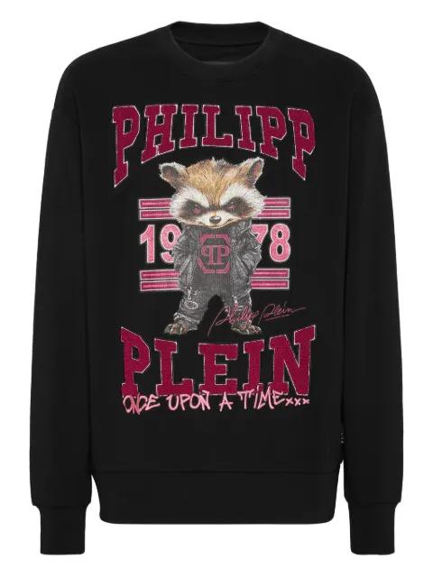 raccoon-embellished cotton sweatshirt by PHILIPP PLEIN
