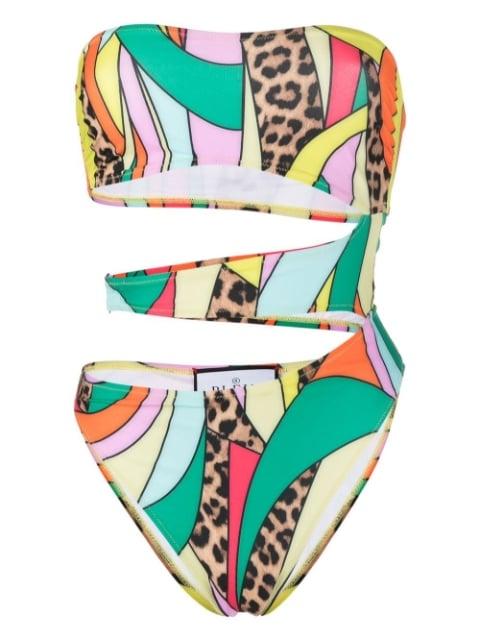 rainbow patchwork-print monokini by PHILIPP PLEIN