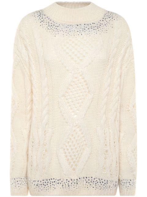rhinestone-embellished cable-knit sweater by PHILIPP PLEIN
