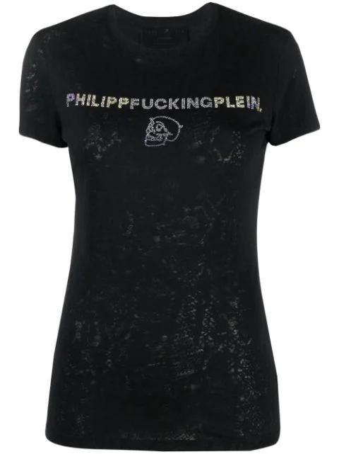 rhinestone-embellished cotton  T-shirt by PHILIPP PLEIN
