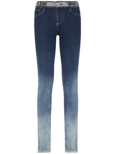 rhinestone-embellished gradient-effect jeans by PHILIPP PLEIN