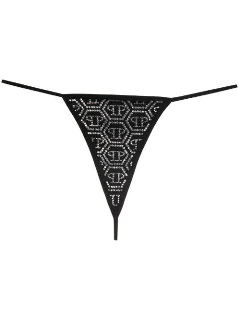 rhinestone-embellished logo thong by PHILIPP PLEIN