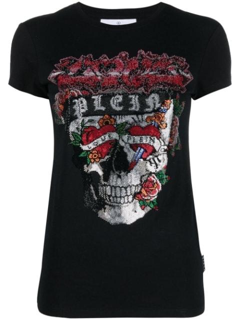 rhinestone-embellished short-sleeve T-shirt by PHILIPP PLEIN