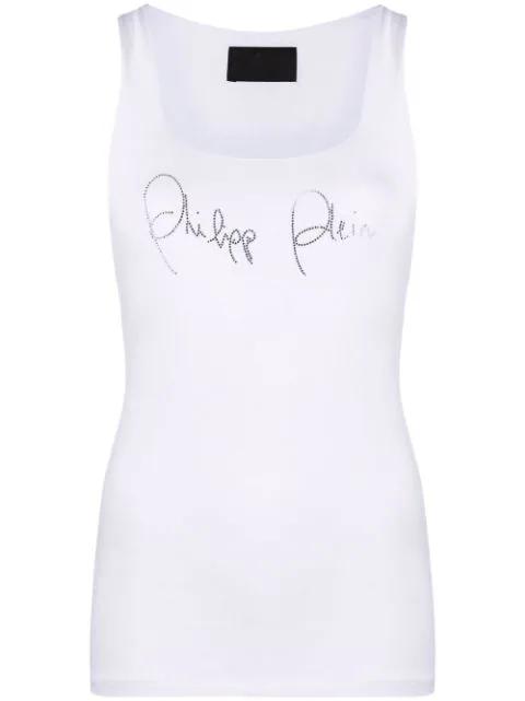 rhinestone-logo tank top by PHILIPP PLEIN