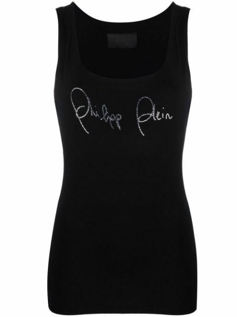 rhinestone-logo tank top by PHILIPP PLEIN