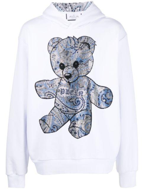 rhinestone teddy-bear print hoodie by PHILIPP PLEIN