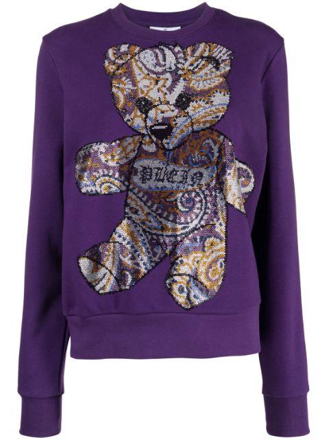 rhinestoned teddy bear-print sweatshirt by PHILIPP PLEIN