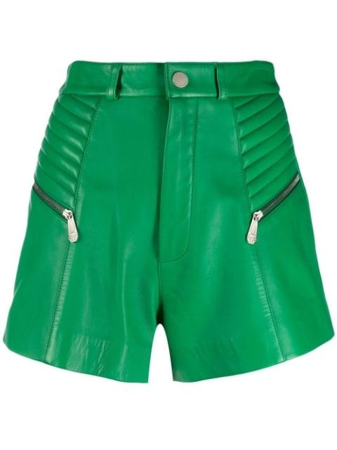ribbed high-waist leather shorts by PHILIPP PLEIN