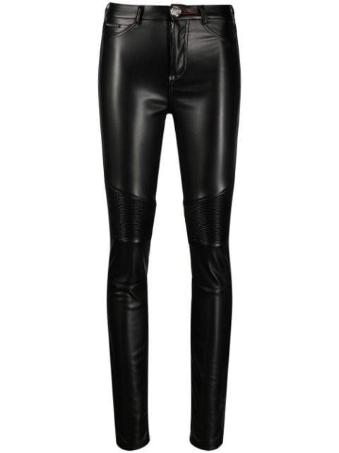 ribbed-knee high-waist leggings by PHILIPP PLEIN