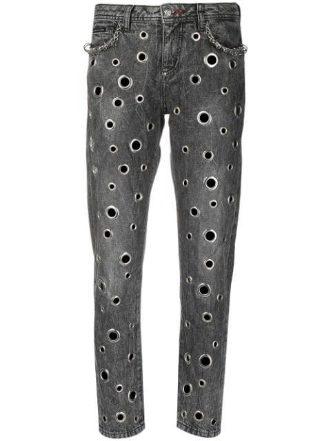 ring-detail boyfriend jeans by PHILIPP PLEIN
