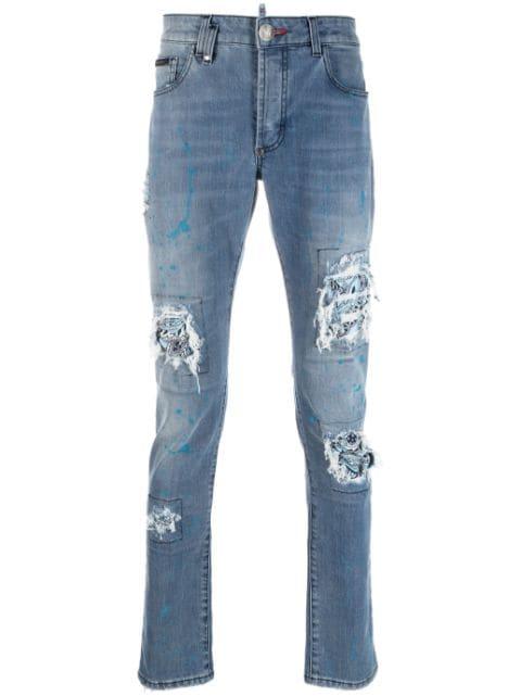 ripped-detail slim-cut jeans by PHILIPP PLEIN