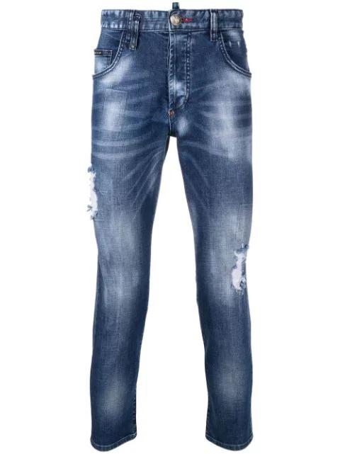 ripped-detailed skinny jeans by PHILIPP PLEIN