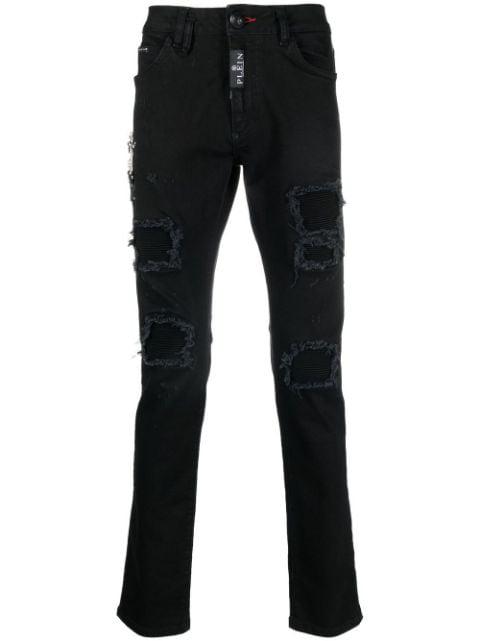 ripped slim-cut jeans by PHILIPP PLEIN