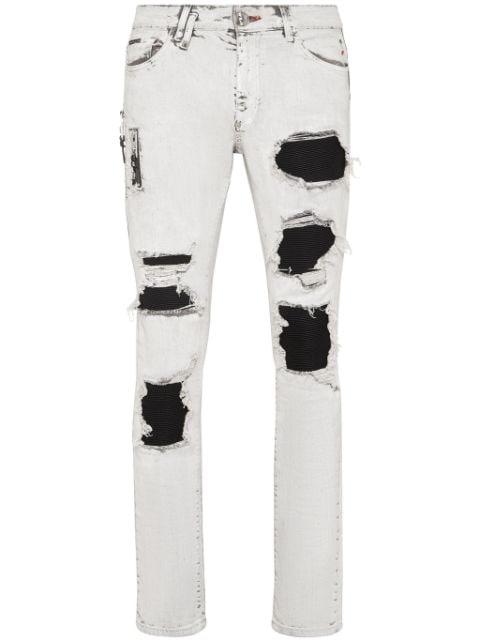 ripped stonewashed skinny jeans by PHILIPP PLEIN