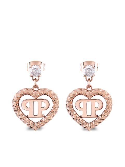 rocked hearts pendant earrings by PHILIPP PLEIN