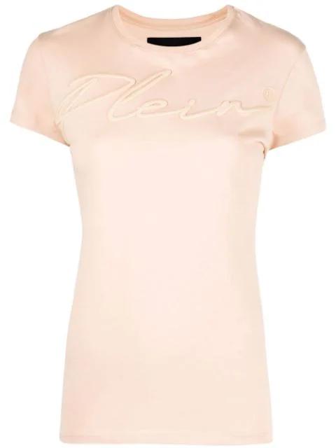 satin logo-embroidered T-shirt by PHILIPP PLEIN