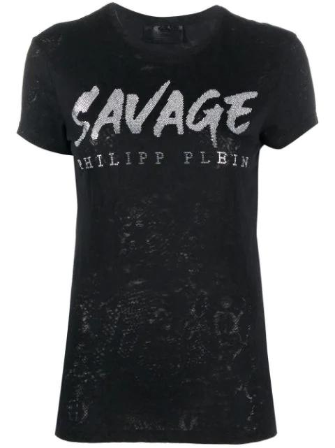sequin-design cotton T-shirt by PHILIPP PLEIN