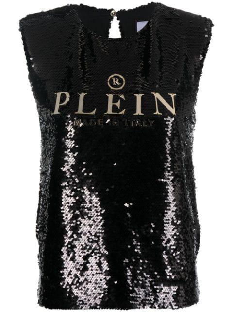 sequin-embellished sleeveless blouse by PHILIPP PLEIN