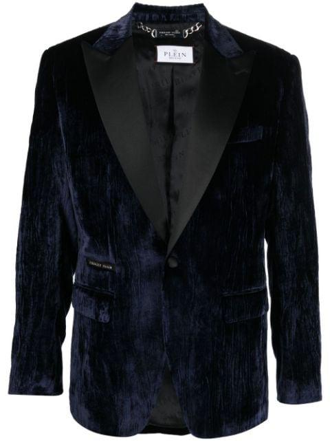 single-breasted velvet blazer by PHILIPP PLEIN