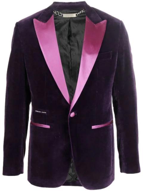 single-breasted velvet blazer by PHILIPP PLEIN