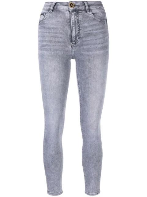 skinny cropped faded jeans by PHILIPP PLEIN