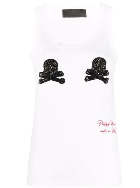 skull-appliqué tank top by PHILIPP PLEIN