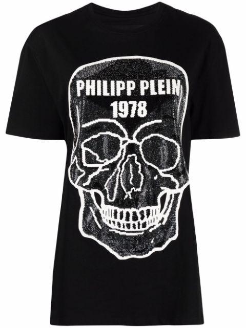 skull-embellished round-neck T-shirt by PHILIPP PLEIN