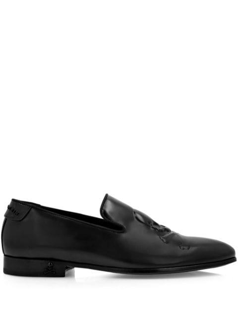 skull-embossed leather loafers by PHILIPP PLEIN